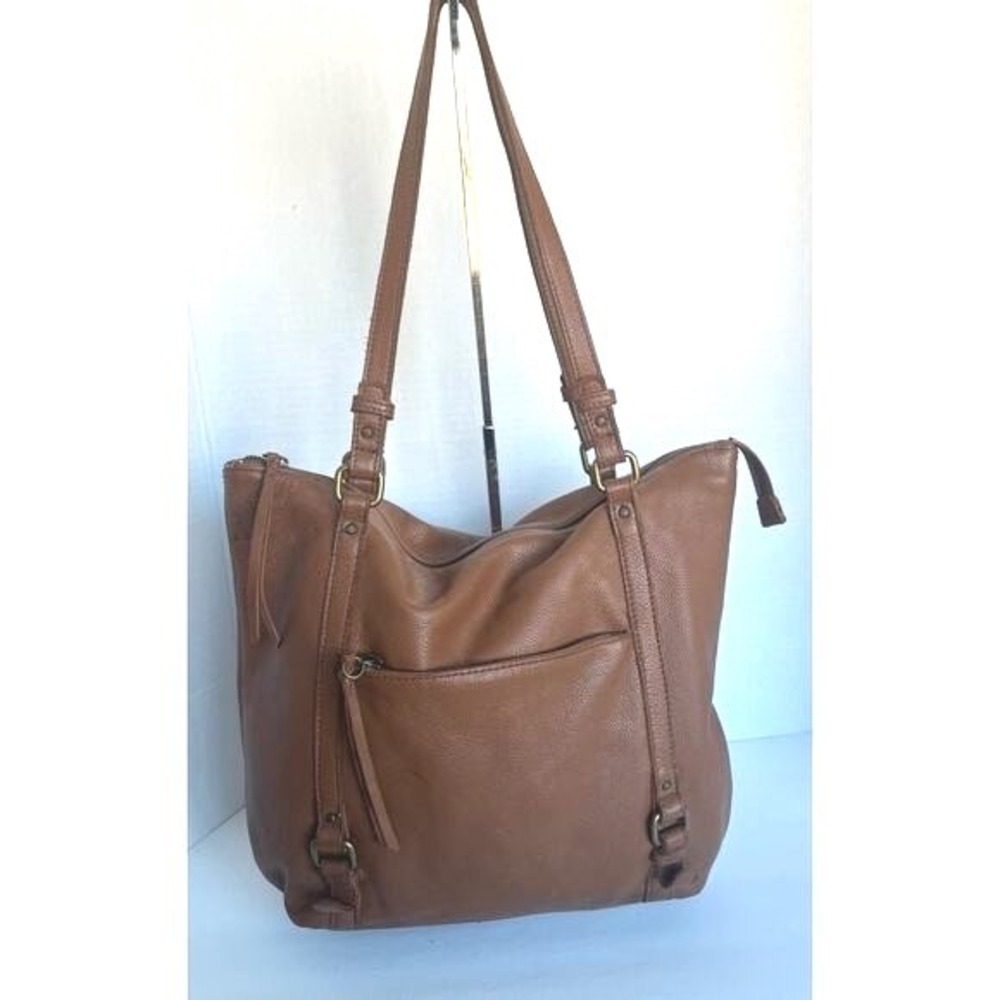 THE SAK HAPPY AND FREE‎ LARGE COGNAC BROWN PEBBLED LEATHER SHOULDER TOTE BAG